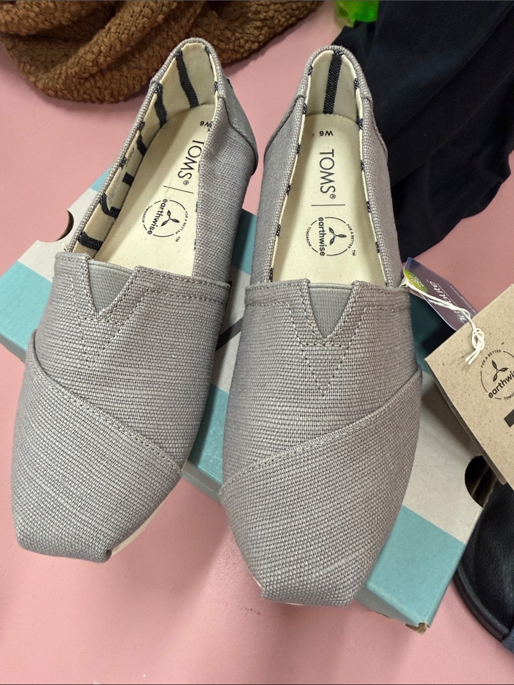 Toms Slip-On Canvas Flats in Light Gray